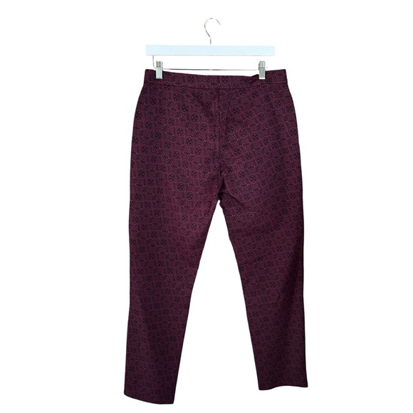 New Weekend by Susan Graver Ava Slim Leg Burgundy Geometric Print Pants Sze M - Picture 6 of 13